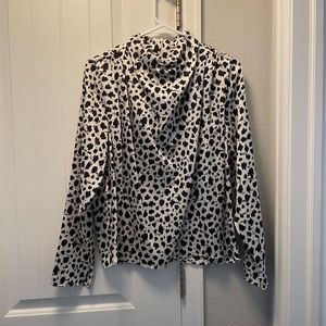 Mock Neck Cow Print Top